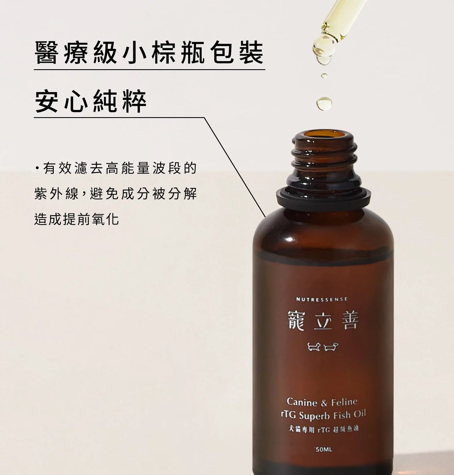 【寵立善】狗貓專用｜rTG超級寵物魚油 50ml